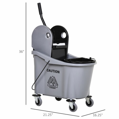 9.5 Gallon/36L Mop Bucket Wringer Cart w/ Down Press Wringer, Wheels
