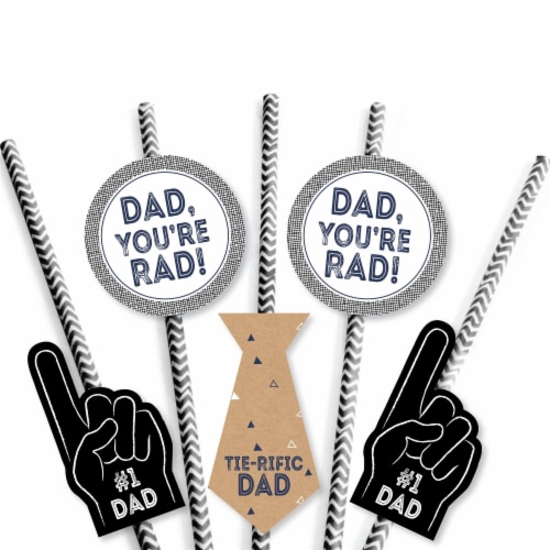 Big Dot of Happiness My Dad is Rad Paper Straw Decor Father's Day Party Striped Straws 24 Ct Perspective: left