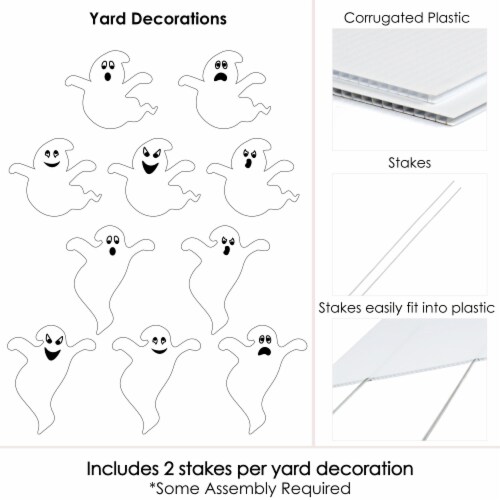 Big Dot of Happiness Spooky Ghost - Lawn Decor Signs Outdoor Halloween Party Yard Decor 10 Pc Perspective: left