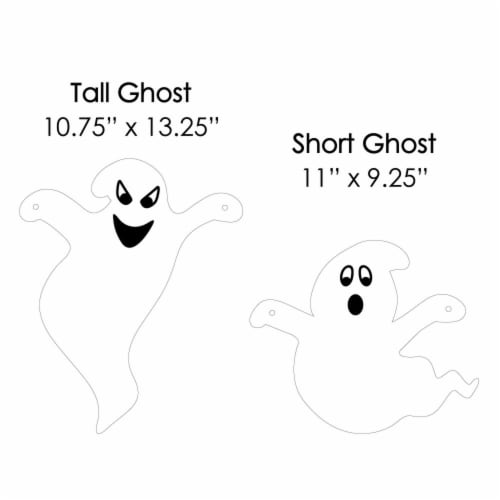 Big Dot of Happiness Hanging Spooky Ghost Outdoor Hanging Decor Halloween Party Decor 10 Pc Perspective: left