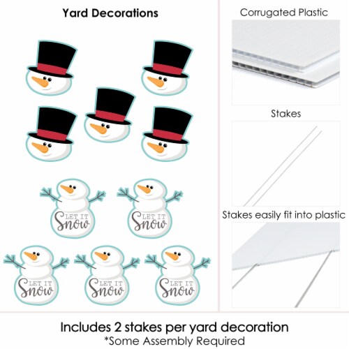 Big Dot of Happiness Let It Snow - Snowman Lawn Outdoor Christmas & Holiday Yard Decor 10 Pc Perspective: left