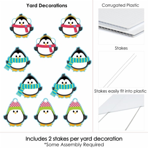 Big Dot of Happiness Holly Jolly Penguin - Penguin Lawn Decor Outdoor Party Yard Decor 10 Pc Perspective: left