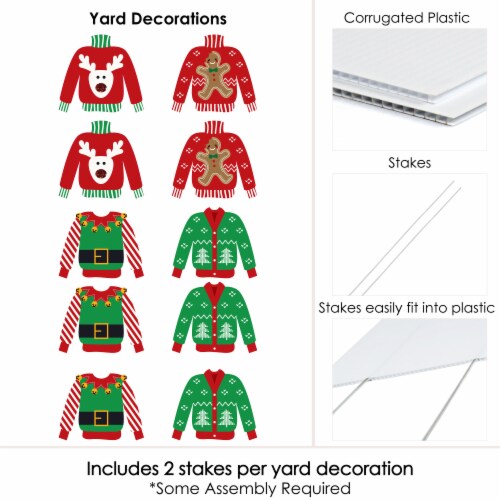 Big Dot of Happiness Ugly Sweater - Sweater Lawn Outdoor Holiday & Christmas Yard Decor 10 Pc Perspective: left
