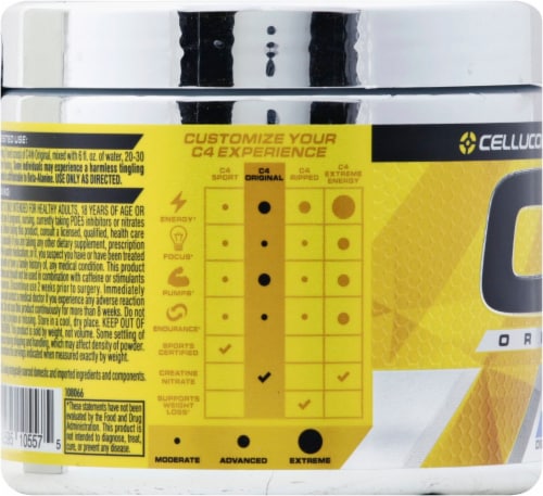 C4 Original Icy Blue Razz Pre-Workout Dietary Supplement Perspective: left
