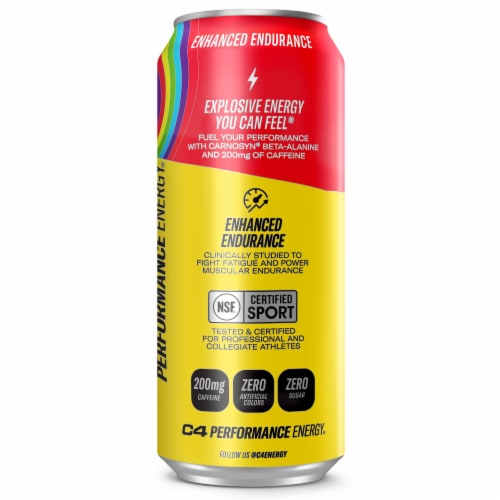 C4 Performance Cosmic Rainbow Energy Drink Can Perspective: left