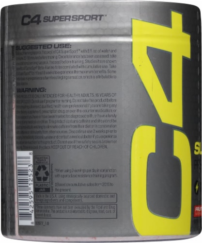 C4 Super Sport™ Fruit Punch Pre Workout Supplement Perspective: left