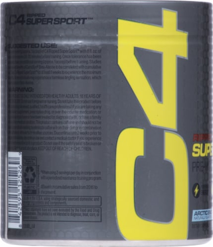 C4 Ripped Super Sport™ Arctic Snow Cone Pre Workout Supplement Perspective: left