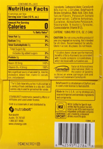 C4 Energy Carbonated Strawberry Starburst Energy Drink Perspective: left