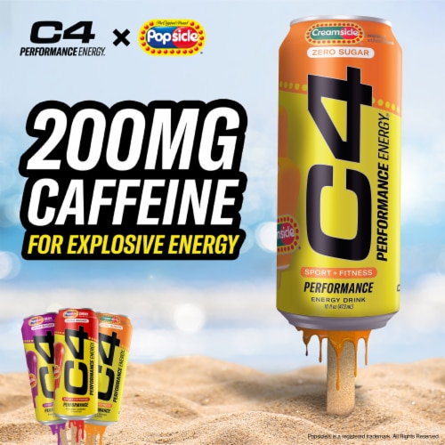 C4 Performance Creamsicle Energy Drink Can Perspective: left