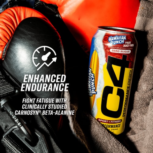 C4 Performance Hawaiian Punch Energy Drink Can Perspective: left