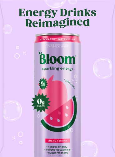 Bloom™ Sparkling Energy Strawberry Watermelon Energy Drink Perspective: left