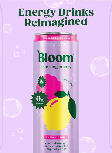 Bloom™ Sparkling Energy Raspberry Lemon Energy Drink Perspective: left