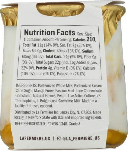 La Fermiere Naturally French™ Mango Passion Fruit Whole Milk Yogurt Cup Perspective: left