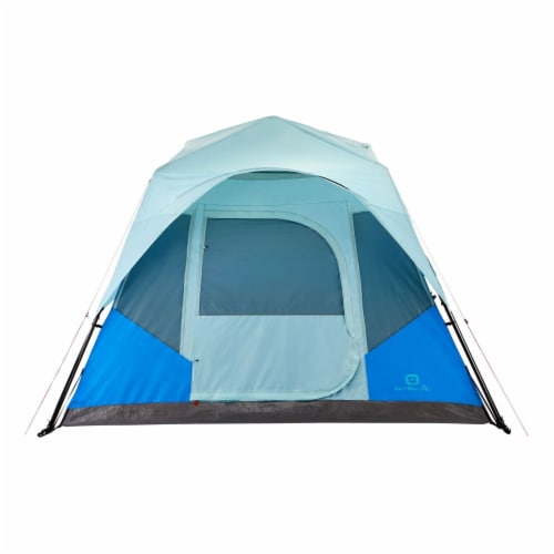 Outbound QuickCamp 6 Person 3 Season Cabin Tent with Rainfly and Carry Bag, Blue Perspective: left