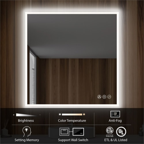 Blossom Beta 36   x 36  LED Mirror with Frosted Sides Silver Glass Perspective: left