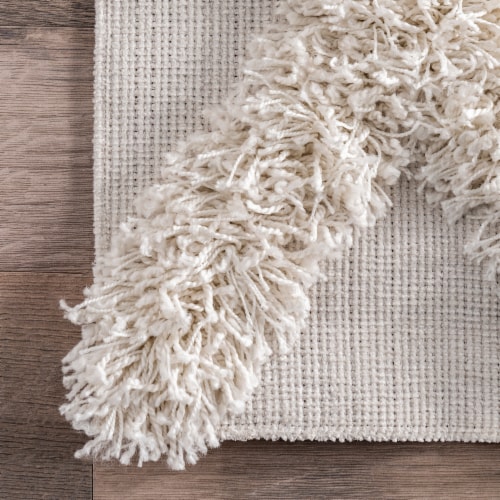 Nuloom Francene Diamond Trellis Shag Area Rug in Ivory Perspective: left