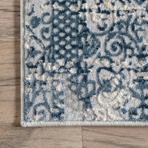 nuLOOM Wilde Abstract Distressed Area Rug in Blue Perspective: left