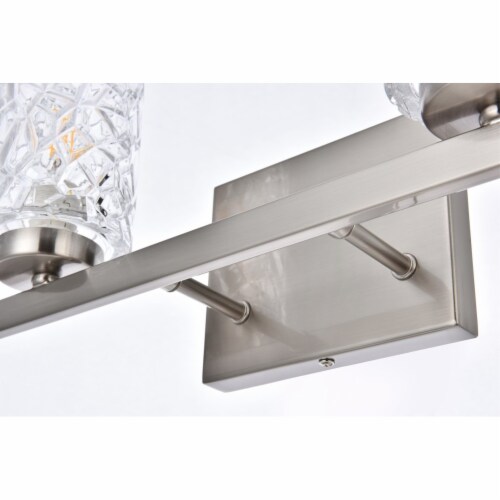 Cassie 2 lights bath sconce in satin nickel with clear shade Perspective: left
