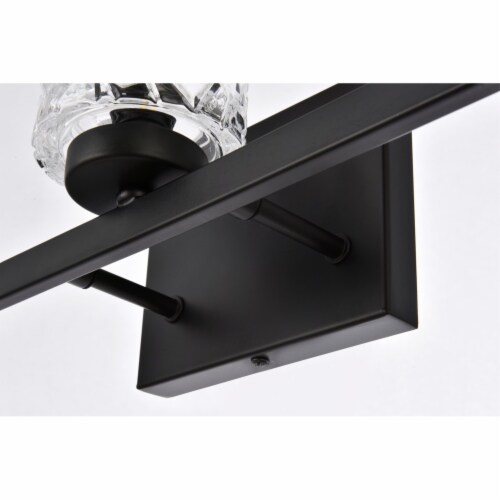 Cassie 3 lights bath sconce in black with clear shade Perspective: left