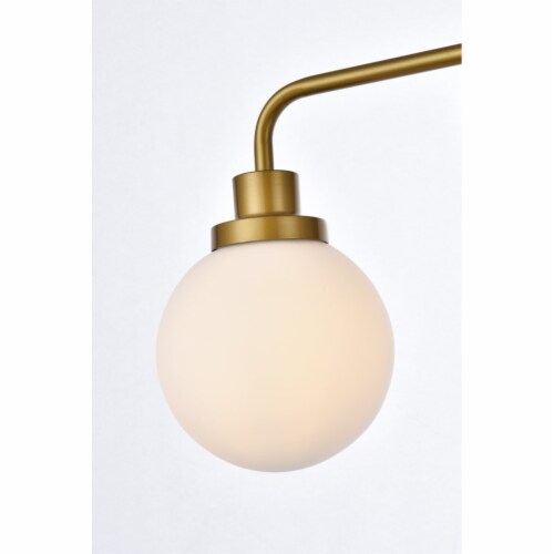 Hanson 2 lights bath sconce in brass with frosted shade Perspective: left