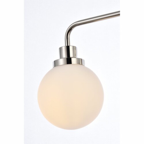 Hanson 4 lights bath sconce in polished nickel with frosted shade Perspective: left