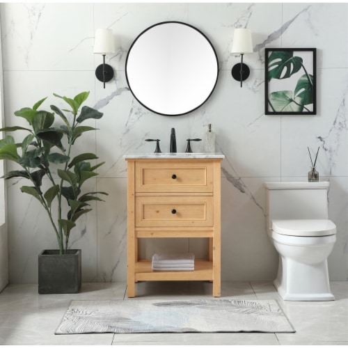 24 Inch Single Bathroom Vanity In Natural Wood 1 Kroger