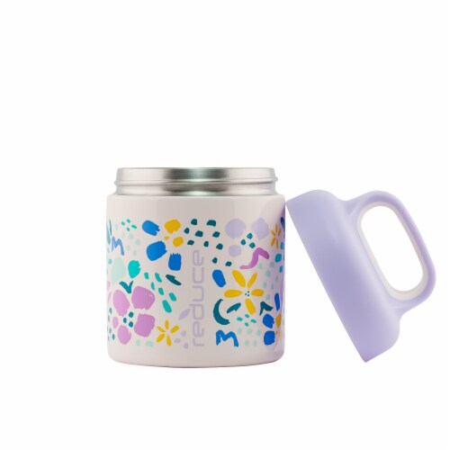 Reduce Abstract Flowers Handled Food Jar Perspective: left