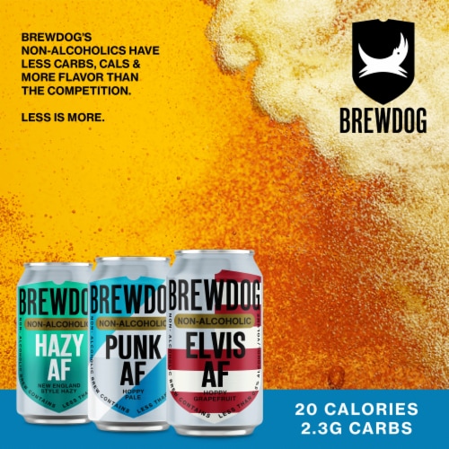 BrewDog Elvis AF Hoppy Grapefruit Non-Alcoholic Craft Beer Perspective: left
