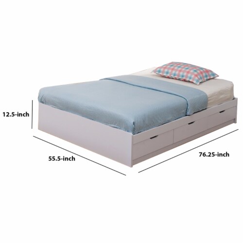 Contemporary Style Wooden Frame Full Size Chest Bed with 3 Drawers, White Perspective: left