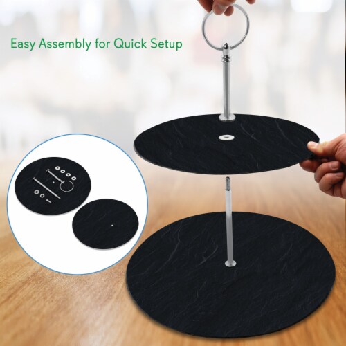 Nutrichef PKCKSTD10 2-Tier Cake Stand Tower Tray Perspective: left