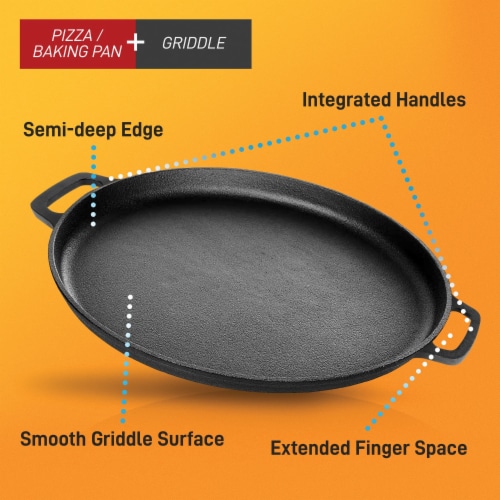 Nutrichef NCCIPD 14 in. Cast Iron Pizza & Baking Pan Perspective: left