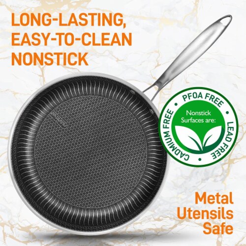 Nutrichef Stainless Steel Stir Fry Pan With Lid 10 Inch Perspective: left