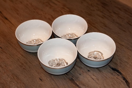 Harry Potter Hogwarts Emblem White & Grey Ceramic Bowl Collection | Set of 4 Perspective: left