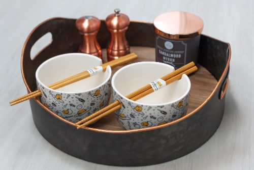 Gudetama 2 Pack 4 inch Ceramic Bowl & Chopstick Set Perspective: left
