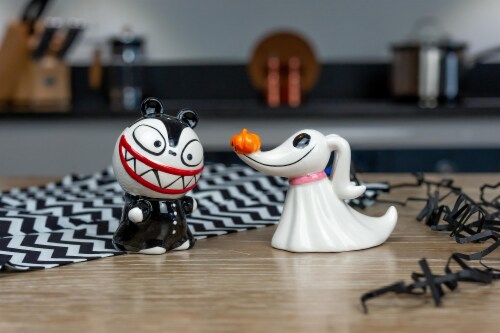 Nightmare Before Christmas Scary Teddy & Zero Ceramic Salt & Pepper Shakers Perspective: left