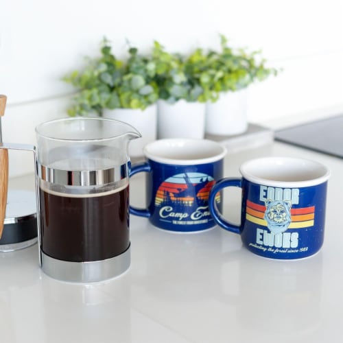 Star Wars Camp Endor Retro Mugs | Ewok Forest Camp of Endor Cups | Set of 2 Mugs Perspective: left