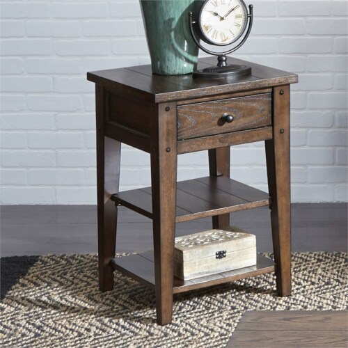 Lake House Dark Brown Chair Side Table Perspective: left