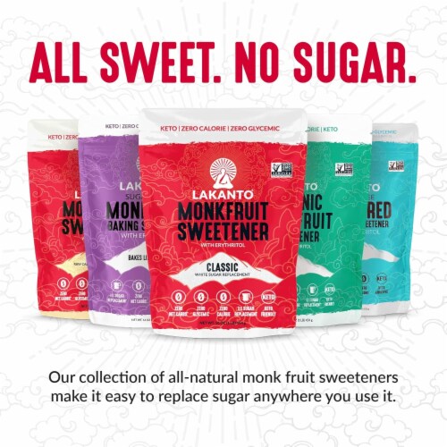Lakanto Organic Classic Monk Fruit Sweetener - White Sugar Substitute (1 lb) Perspective: left