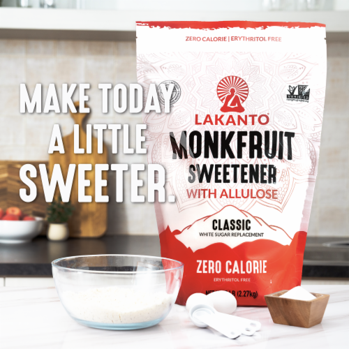 Lakanto® Classic Monkfruit Sweetener with Allulose - White Sugar Replacement Perspective: left