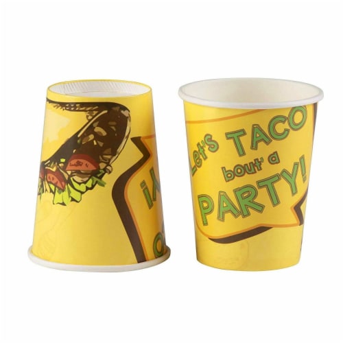 Taco Party Bundle, Includes Plates, Napkins, Cups, and Cutlery (24 Guests,144 Pieces) Perspective: left