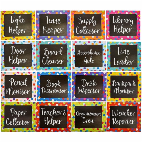 Classroom Job Chart Set with Name Tags for Bulletin Boards (17.5 x 6 In