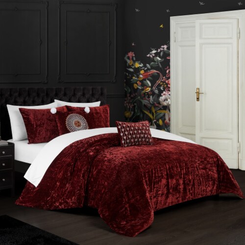 Chic Home Giuliana 5 Piece Comforter Set Crinkle Crushed Velvet Bedding Grey Queen queen Pay Less Super Markets
