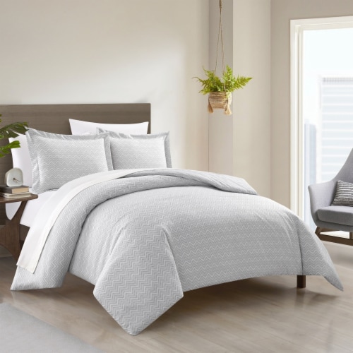 Blaine 2 or 3 Piece Duvet Cover Set Contemporary Two Tone Striped taupe king Perspective: left