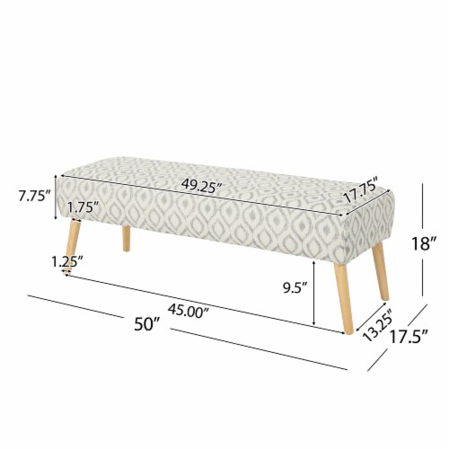 Petty Mid Century Boho Fabric Ottoman, Charcoal Cat Eye Pattern Perspective: left