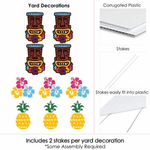 Big Dot of Happiness Tiki Luau - Lawn Outdoor Tropical Hawaiian Summer Party Yard Decor 10 Pc Perspective: left