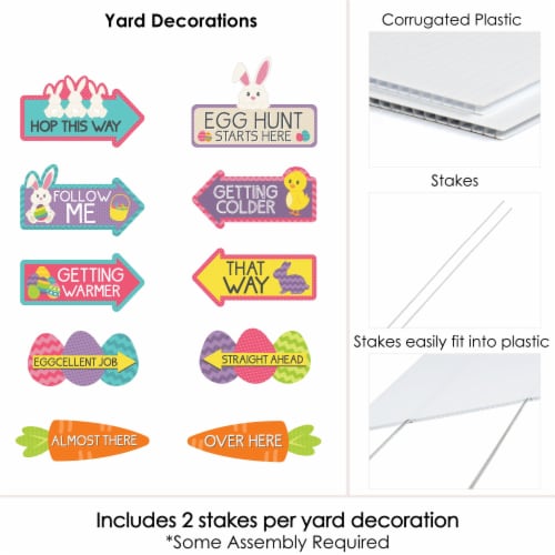 Big Dot of Happiness Easter Egg Hunt Arrow Yard Signs - Outdoor Easter Bunny Yard Decor 10 Pc Perspective: left