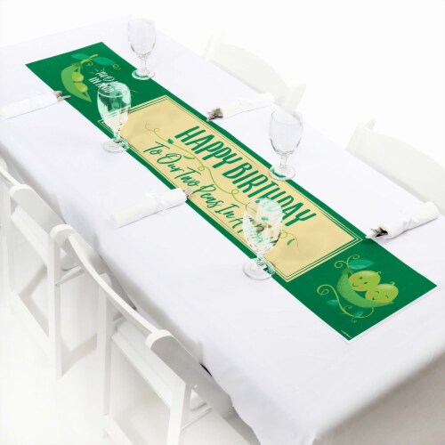 Big Dot of Happiness Double the Fun Twins Two Peas in a Pod 1st Happy Birthday Party Banner Perspective: left