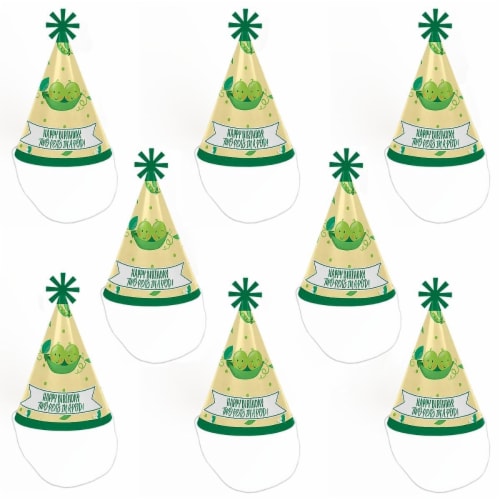 Big Dot of Happiness Double the Fun Twins Two Peas in a Pod Cone Birthday Party Hats 8 Ct Perspective: left