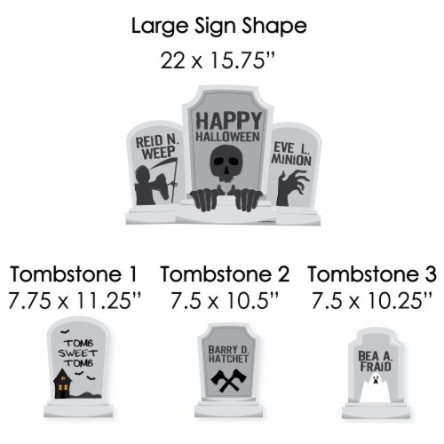 Big Dot of Happiness Graveyard Tombstones - Outdoor Lawn Decor - Halloween Yard Signs 8 Ct Perspective: left