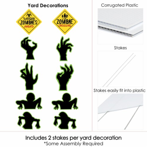 Big Dot of Happiness Zombie Zone - Lawn Decor - Outdoor Halloween Party Yard Decor - 10 Pc Perspective: left